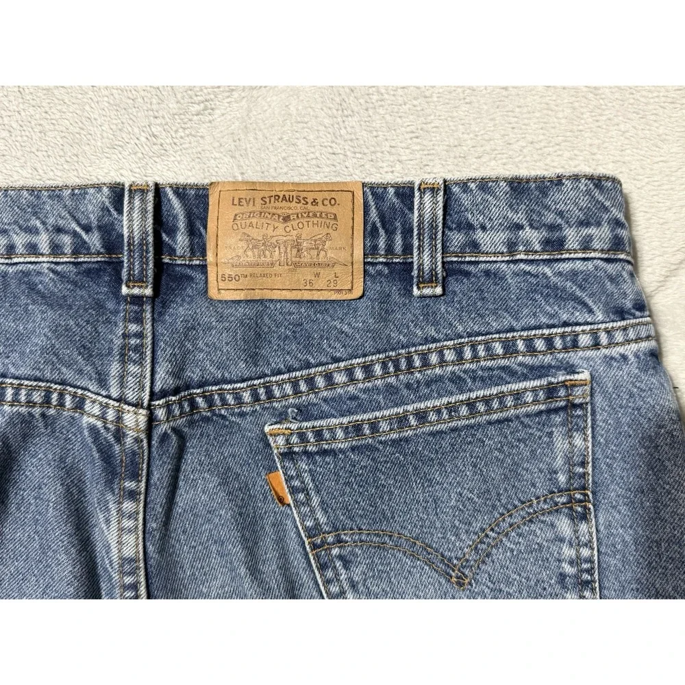 VTG Levi's 550 Relaxed Fit Husky Denim Jeans Made in USA Orange Tab 34x29